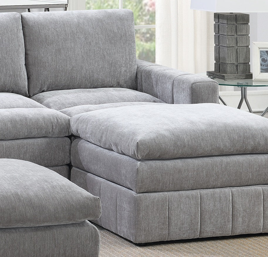 Contemporary 5Pc Set Modular Sectional Set 2X One Arm Chair Wedge 1X Armless Chair 2X Ottoman Granite Color Morgan Fabric Plush Living Room Furniture Grey Suede Wood Primary Living Space Cushion Back Contemporary,Modern Modular Fabric 5 Seat