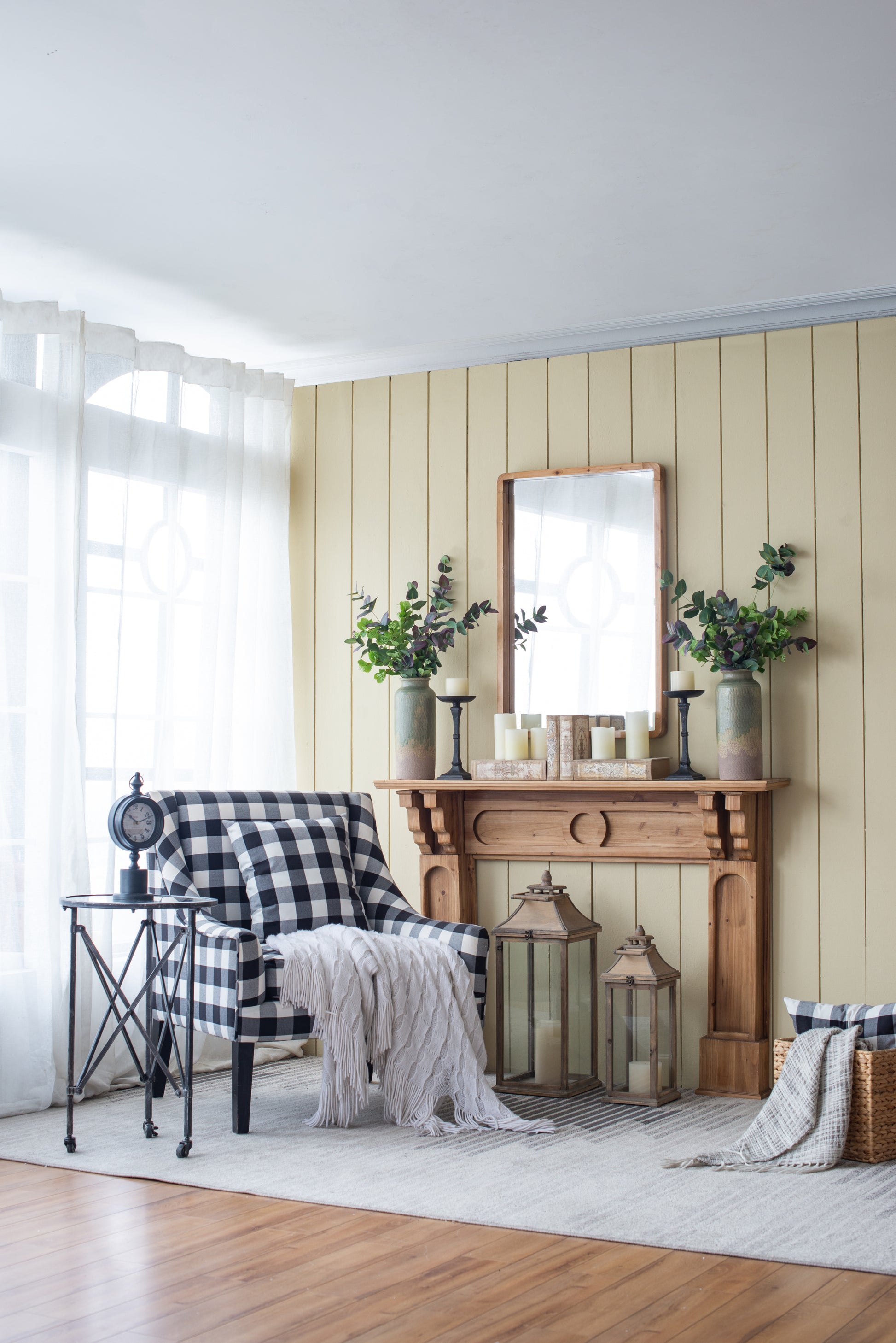 24"X36" Rectangle Wood Mirror, Farmhouse Wall Decor For Living Room Bedroom Entryway Brown Wood Glass