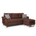 Sectional Sofa In Black Faux Leather Coffee Fabric