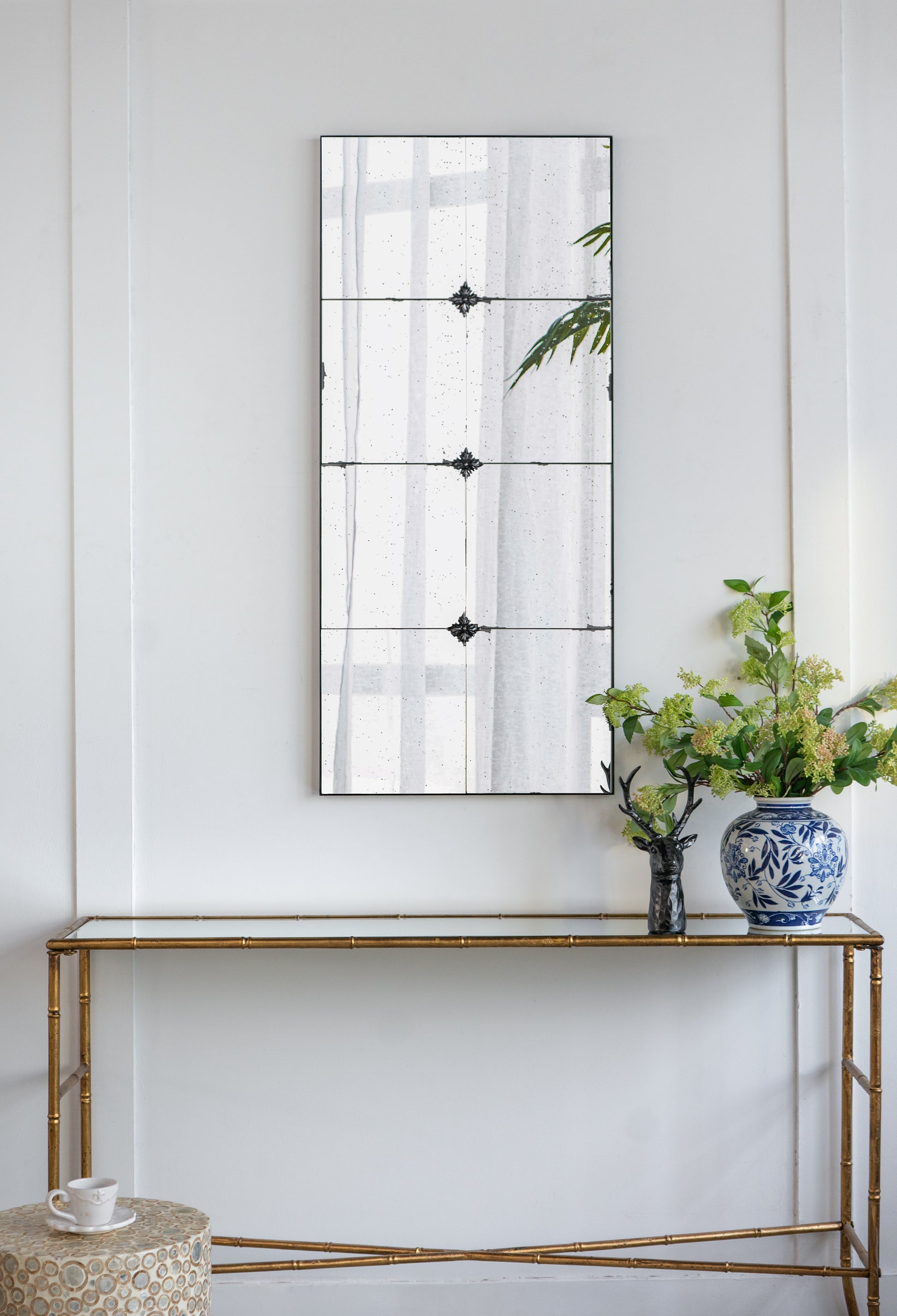 21X47" Traditional Decor Style Rectangle Antique Glass Wall Mirror, Wall Decor For For Bathroom Entryway Console Lean Against Wall Black Mdf Glass