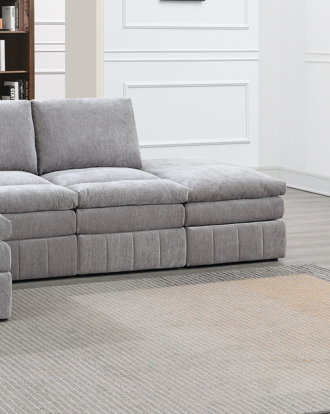 1Pc Armless Chair Modular Plush Chair Sectional Sofa Living Room Furniture Granite Morgan Fabric Suede Grey Suede Primary Living Space Cushion Back Contemporary,Modern Fabric 1 Seat