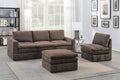 Contemporary 5Pc Set Modular Sofa Set 2X One Arm Chair Wedge 2X Armless Chairs 1X Ottoman Mink Morgan Fabric Plush Living Room Furniture Brown Mix Suede Wood Primary Living Space Cushion Back Contemporary,Modern Modular Fabric 5 Seat