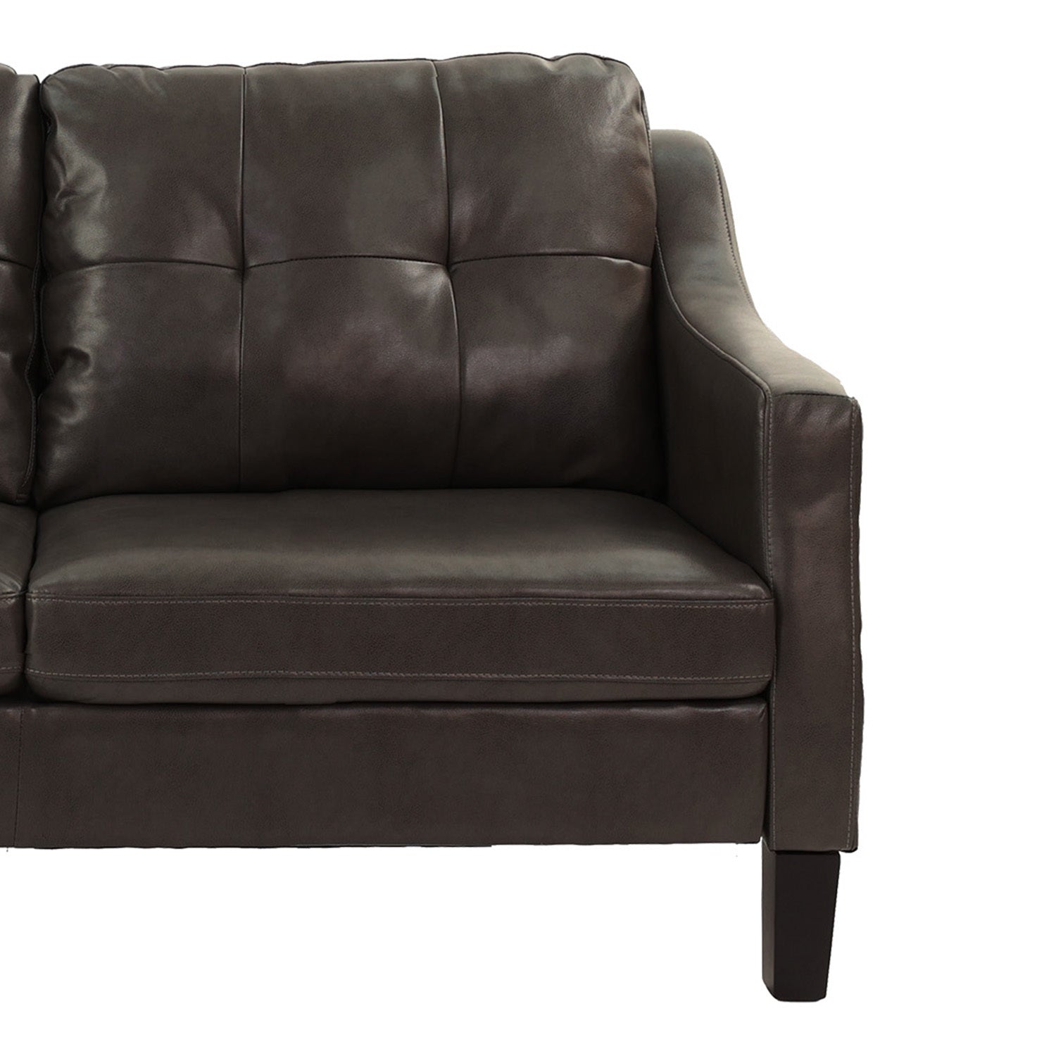 Sofa Set 2Pc Set In Black Faux Leather Dark Brown Faux Leather