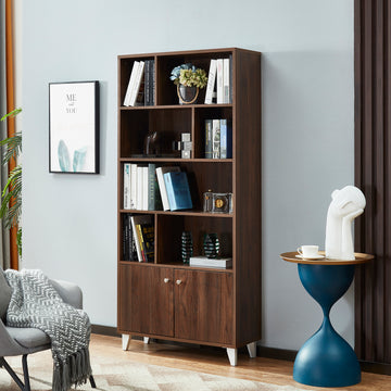 Bookcase, Bookshelf,Walnut Old Sku:Am180710 H Walnut Closed Back Wood Mdf