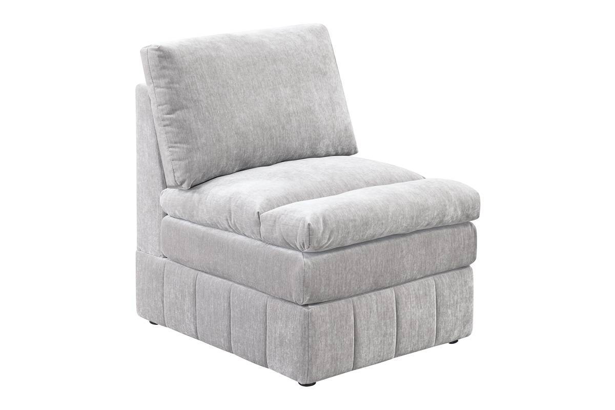 1Pc Armless Chair Modular Plush Chair Sectional Sofa Living Room Furniture Granite Morgan Fabric Suede Grey Suede Primary Living Space Cushion Back Contemporary,Modern Fabric 1 Seat