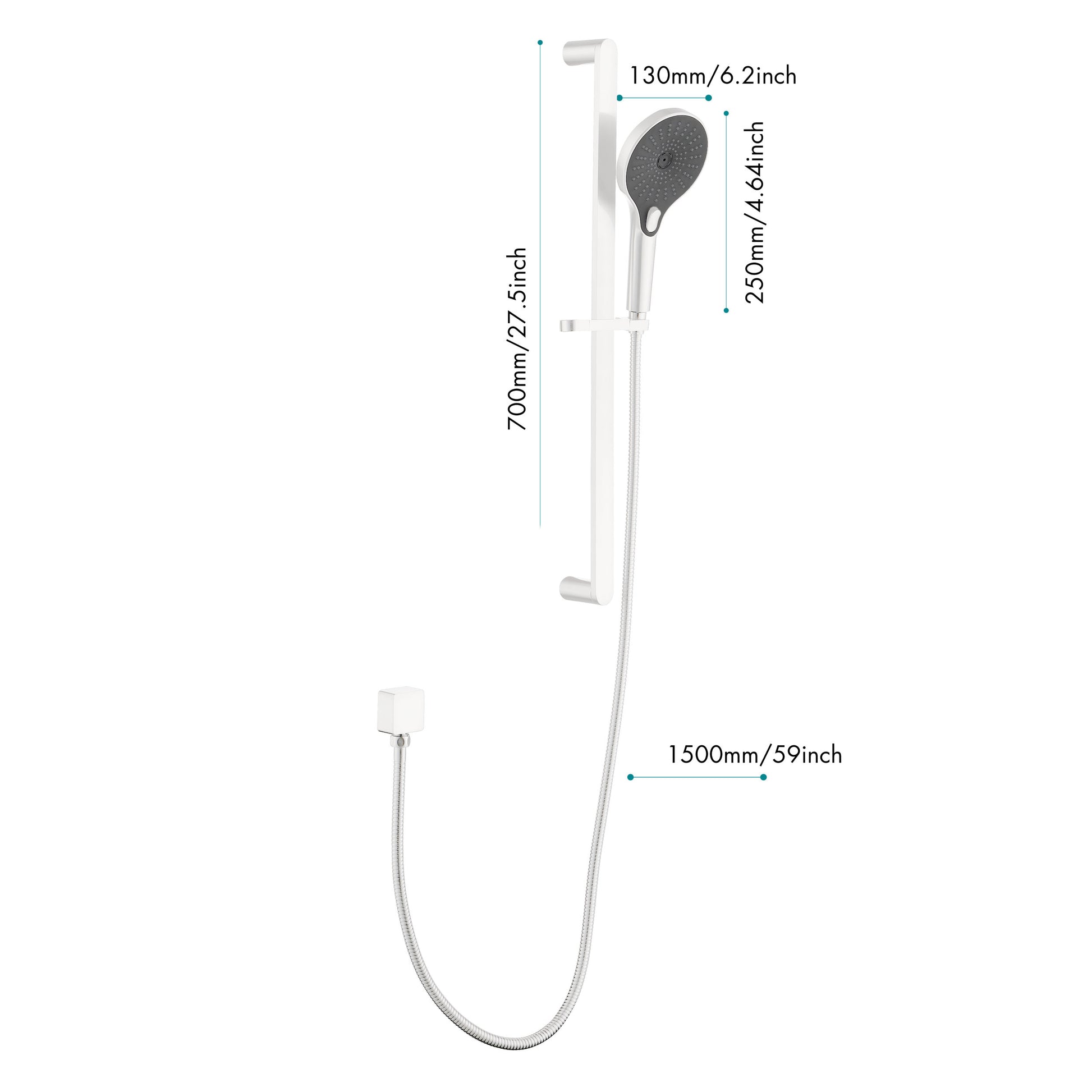 Eco Performance Handheld Shower With 28 Inch Slide Bar And 59 Inch Hose White Stainless Steel