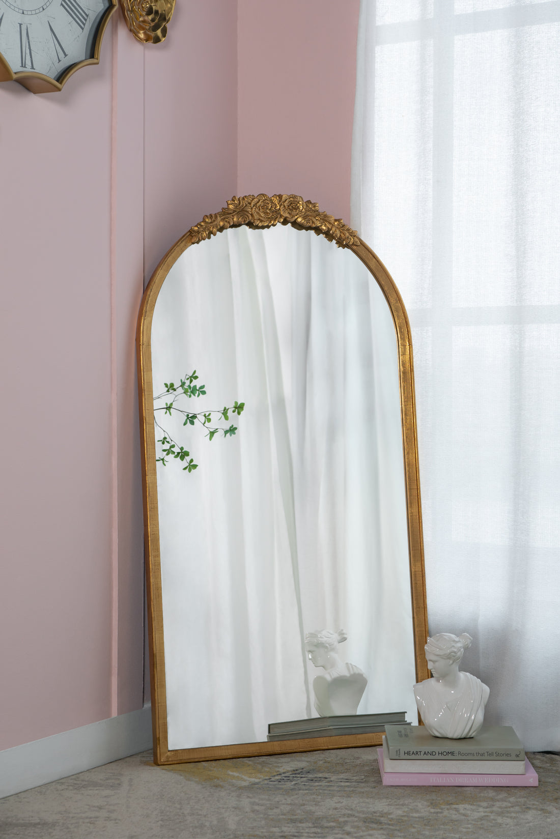 28"X53" Wood Floor Mirror, Full Body Mirror Dressing Make Up Mirror For Bathroom Bedroom Living Room Gold Wood Glass