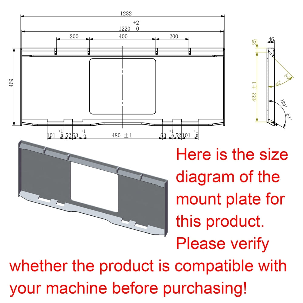 72" Skid Steer Bi Directional Rotary Tiller Attachments Black Steel