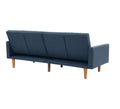 Adjustable Sofa In Black Faux Leather Navy Fabric