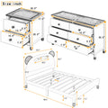 3 Pieces Bedroom Sets Full Size Bear Shape Platform Bed With Nightstand And Storage Dresser,Cream Walnut Cream Wood