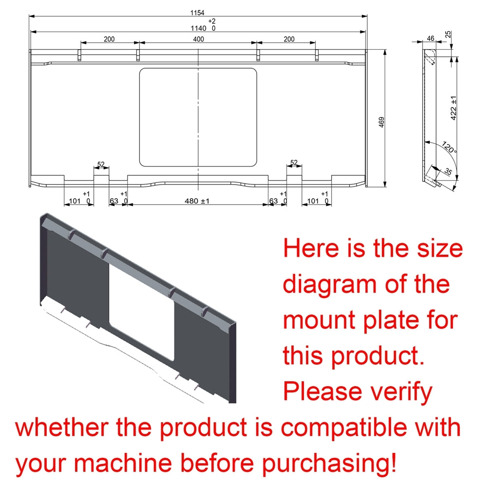 Landy Attachments 83" Skid Steer Pick Up Box Broom Sweeper, Universal Skid Steer Quick Attach Black Iron