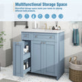 Modern 30 Inch Bathroom Vanity Cabinet With Easy To Clean Resin Integrated Sink In Blue Blue Mdf