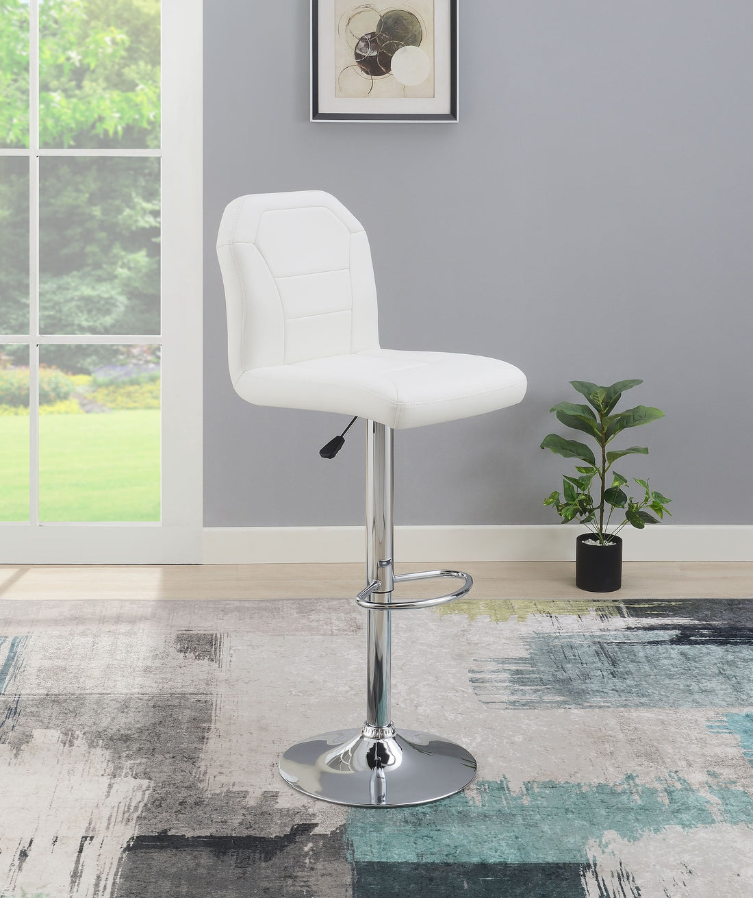 Bar Stool In Black Faux Leather White Faux Leather