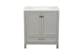 30 Inch Freestanding Bathroom Vanity With Sink, Carrara Engineered Marble Vanity Top With Undermounted Rectangular Ceramic Sink, Large Storage Soft Close Door, Grey 24V03 30Gr Grey Wood Solid Wood