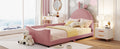 Twin Size Upholstered Daybed With Rabbit Ear Shaped Headboard, Pink Pink Velvet