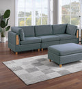 Contemporary Living Room Furniture 7Pc Sectional Sofa Set Steel Dorris Fabric Couch 4X Wedges 2X Armless Chair And 1X Ottomans Steel Gray Primary Living Space Cushion Back Contemporary,Modern Modular Fabric 7 Seat