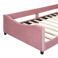 Twin Size Upholstered Daybed With Rabbit Ear Shaped Headboard, Pink Pink Velvet