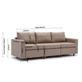 3 Seat Module Sectional Sofa Couch With 1 Ottoman For Living Room,Seat Cushion And Back Cushion Non Removable And Non Washable,Brown Brown Wood Primary Living Space Soft Modern Rubberwood Foam Linen 3 Seat