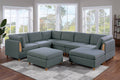 Living Room Furniture 8Pc Sectional Sofa Set Steel Dorris Fabric Couch 3X Wedges 3X Armless Chair And 2X Ottomans Steel Gray Primary Living Space Cushion Back Contemporary,Modern Modular Fabric 8 Seat