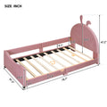 Twin Size Upholstered Daybed With Rabbit Ear Shaped Headboard, Pink Pink Velvet