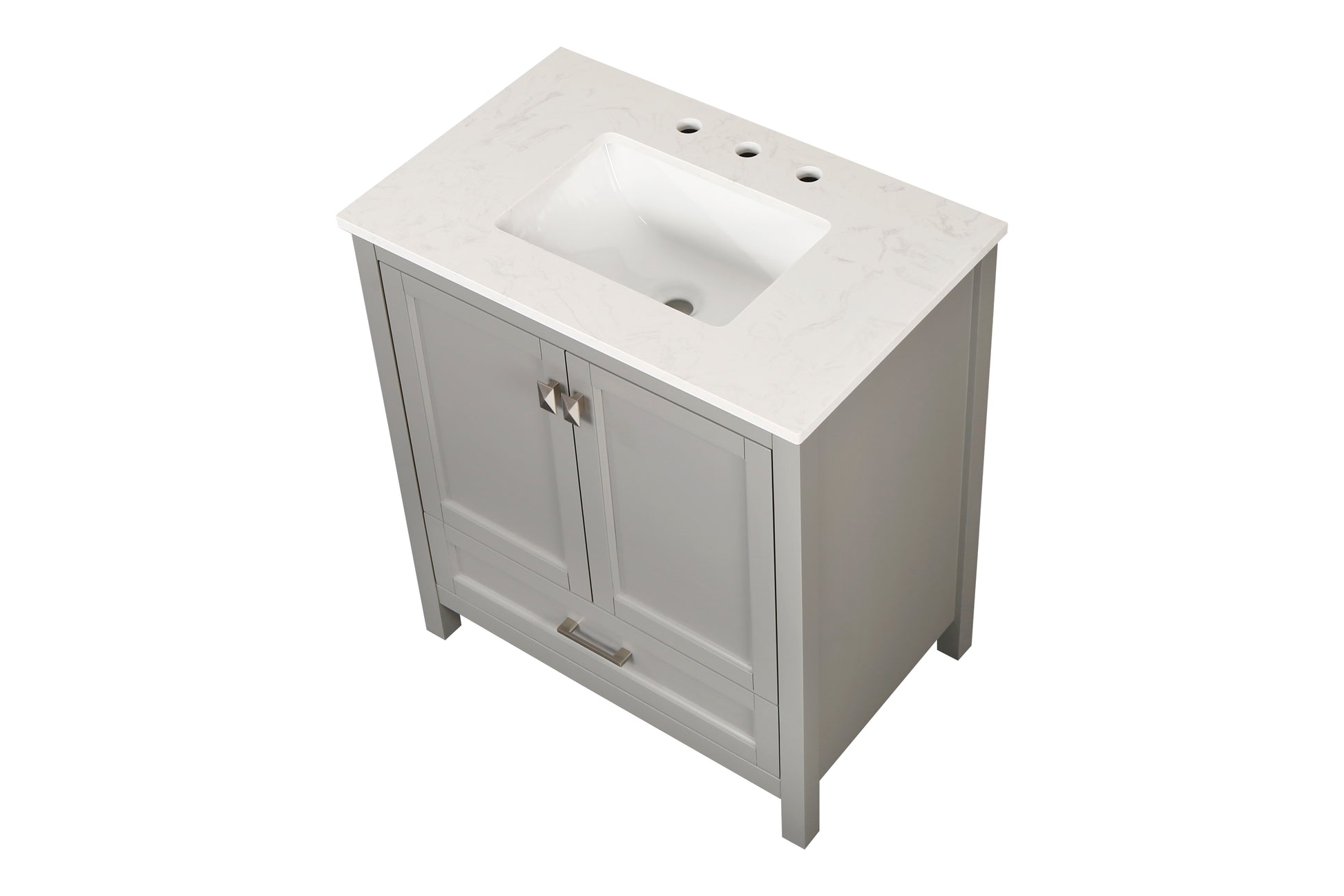30 Inch Freestanding Bathroom Vanity With Sink, Carrara Engineered Marble Vanity Top With Undermounted Rectangular Ceramic Sink, Large Storage Soft Close Door, Grey 24V03 30Gr Grey Wood Solid Wood