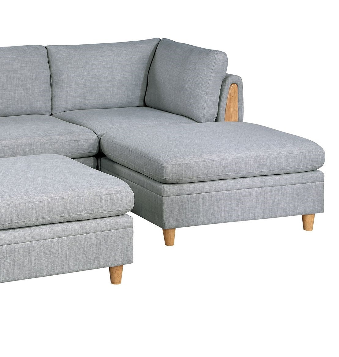 Living Room Furniture 5Pc Modular Sofa Set Light Grey Dorris Fabric Couch 2X Corner Wedges 1X Armless Chair And 2X Ottoman Light Grey Primary Living Space Cushion Back Contemporary,Modern Modular Fabric 5 Seat