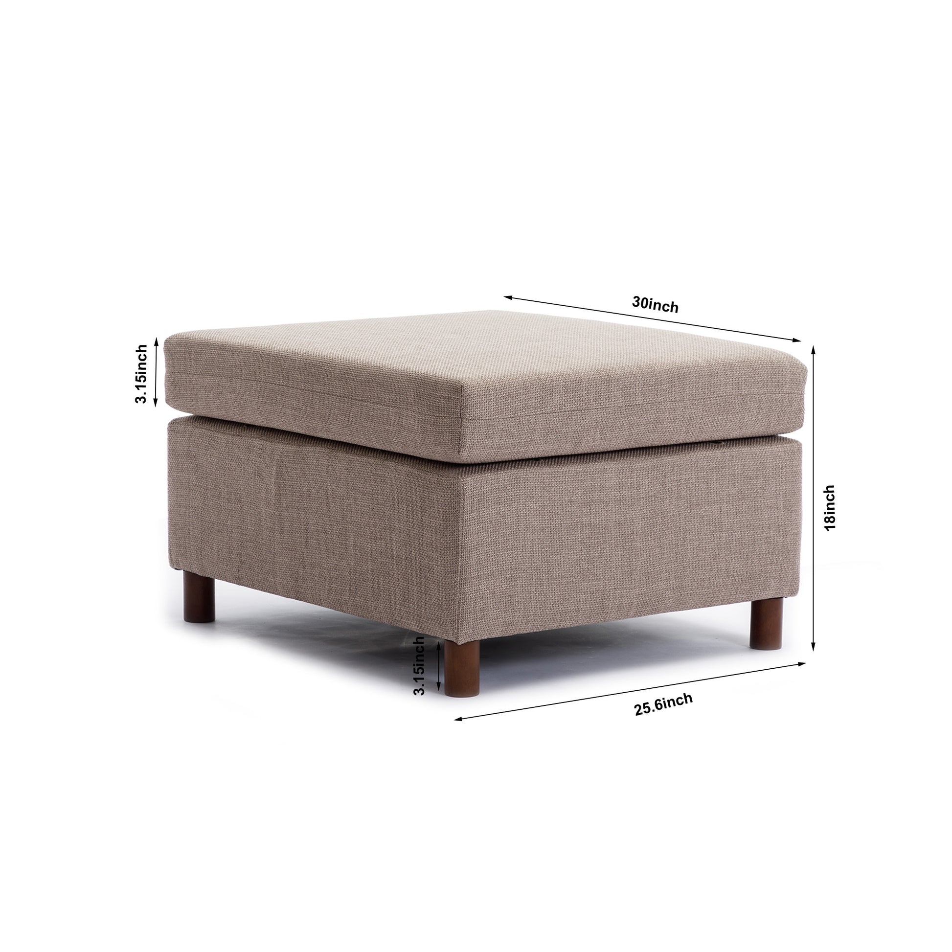 4 Seat Module Sectional Sofa Couch With 1 Ottoman For Living Room,Seat Cushion And Back Cushion Non Removable And Non Washable,Brown Brown Wood Primary Living Space Soft Modern Rubberwood Foam Linen 4 Seat