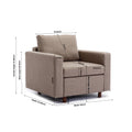 Single Seat Module Sofa Sectional Couch With Armrest With 1 Ottoman,Cushion Covers Non Removable And Non Washable,Brown Brown Wood Primary Living Space Soft Modern Rubberwood Foam Linen 1 Seat