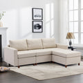 3 Seat Module Sectional Sofa Couch With 1 Ottoman For Living Room,Seat Cushion And Back Cushion Non Removable And Non Washable,Cream Cream Wood Primary Living Space Soft Modern Rubberwood Foam Linen 3 Seat