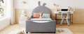 Twin Size Upholstered Daybed With Rabbit Ear Shaped Headboard, Gray Gray Velvet