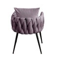 Pure Purple Modern Velvet Dining Chairs Set Of 2 Hand Weaving Accent Chairs Living Room Chairs Upholstered Side Chair With Black Metal Legs For Dining Room Kitchen Vanity Living Room Purple Velvet