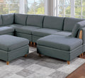 Living Room Furniture 8Pc Sectional Sofa Set Steel Dorris Fabric Couch 3X Wedges 3X Armless Chair And 2X Ottomans Steel Gray Primary Living Space Cushion Back Contemporary,Modern Modular Fabric 8 Seat