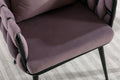 Pure Purple Modern Velvet Dining Chairs Set Of 2 Hand Weaving Accent Chairs Living Room Chairs Upholstered Side Chair With Black Metal Legs For Dining Room Kitchen Vanity Living Room Purple Velvet