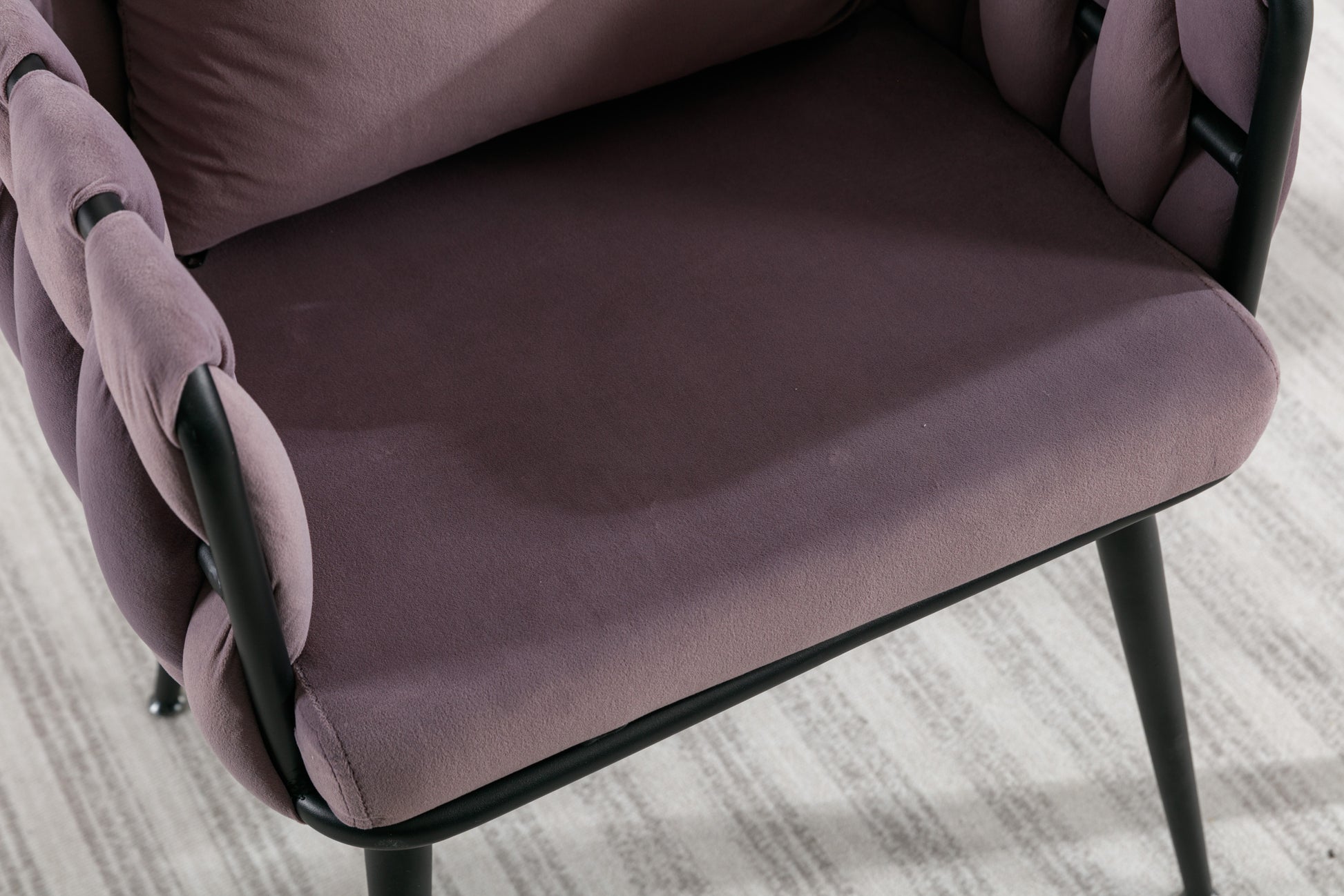 Pure Purple Modern Velvet Dining Chairs Set Of 2 Hand Weaving Accent Chairs Living Room Chairs Upholstered Side Chair With Black Metal Legs For Dining Room Kitchen Vanity Living Room Purple Velvet