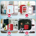 Mini Fridge, 4L 6 Can Portable Cooler & Warmer Freon Free Small Refrigerator Provide Compact Storage For Skincare, Beverage, Food, Cosmetics, Red Red Plastic