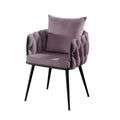 Pure Purple Modern Velvet Dining Chairs Set Of 2 Hand Weaving Accent Chairs Living Room Chairs Upholstered Side Chair With Black Metal Legs For Dining Room Kitchen Vanity Living Room Purple Velvet