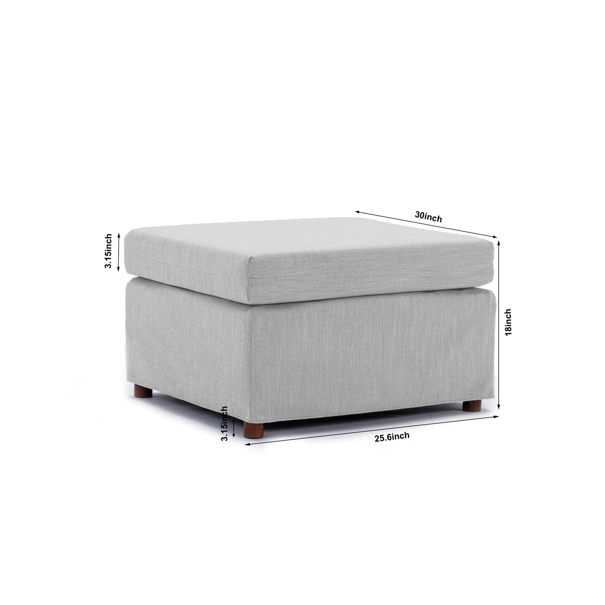 2 Seat Module Sectional Sofa Couch With 1 Ottoman,Seat Cushion And Back Cushion Removable And Washable,Light Grey Light Grey Wood Primary Living Space Soft Modern Rubberwood Foam Linen 2 Seat