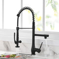 Commercial Kitchen Faucet Pull Down Sprayer Black And Nickel,Single Handle Kitchen Sink Faucet Black And Silver Kitchen Contemporary Ceramic Brass