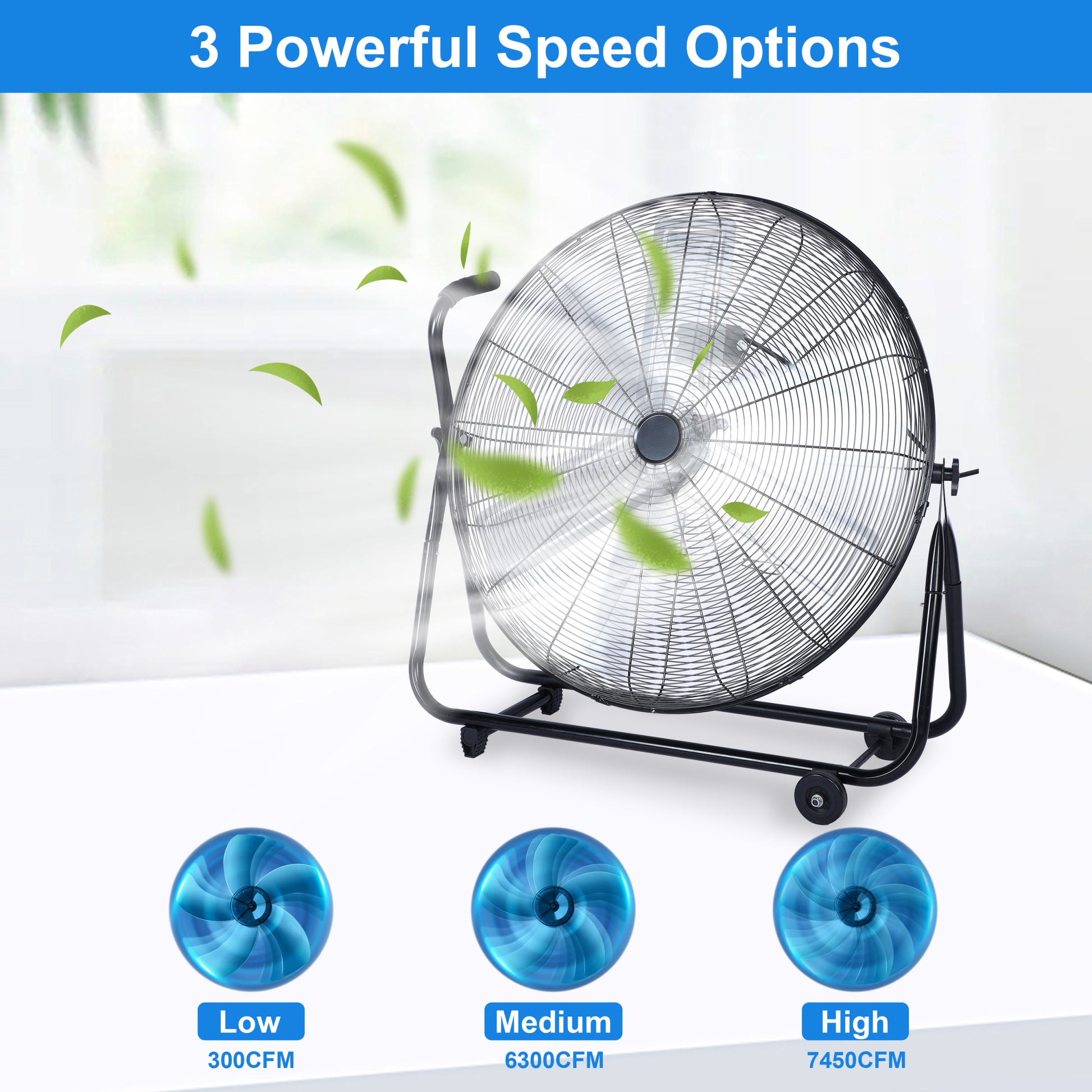 Dynamic 30 Inch Floor Fan With Roll Booster Industrial Grade Airflow, 360 Degree Adjustable Tilt, And Portable Design For Rapid Cooling And Flexible Air Circulation Black Metal