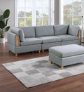 Living Room Furniture 7Pc Modular Sofa Set Light Grey Dorris Fabric Couch 4X Corner Wedges 2X Armless Chair And 1X Ottoman Light Grey Primary Living Space Cushion Back Contemporary,Modern Modular Fabric 7 Seat