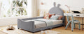 Twin Size Upholstered Daybed With Rabbit Ear Shaped Headboard, Gray Gray Velvet