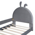 Twin Size Upholstered Daybed With Rabbit Ear Shaped Headboard, Gray Gray Velvet