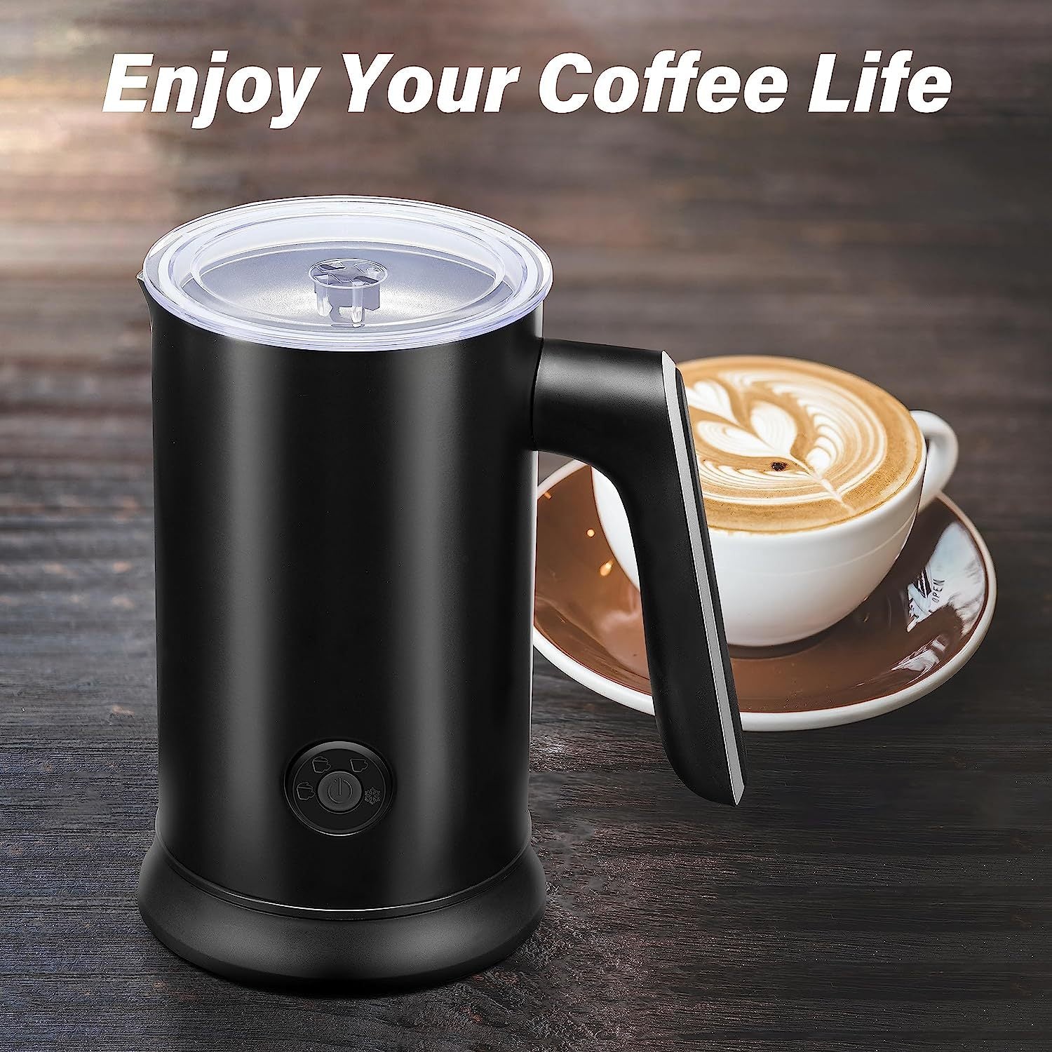 In 1 Milk Frother, Electric Milk Steamer 240Ml 8.12Oz Automatic Hot And Cold Milk Foam Maker And Milk Warmer For Latte, Macchiato, Cappuccinos Black Stainless Steel