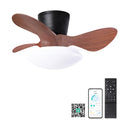 24'' Walnut Small Ceiling Fan With Lights And Remote Led 18W Modern Flush Mount Ceiling Fan Adjustable Color,Dc Quiet Motor Low Profile Ceiling Fan For Bedroom Kitchen Dining Patio,Fcc Walnut Black Abs Steel Q235