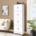 Tall Storage Cabinet With 8 Doors And 4 Shelves, Wall Storage Cabinet For Living Room, Kitchen, Office, Bedroom, Bathroom, White White Mdf