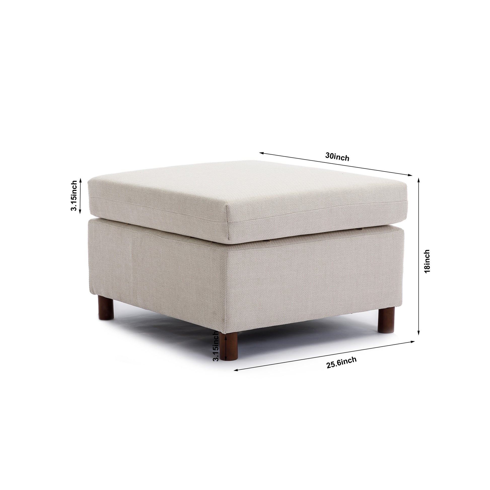 3 Seat Module Sectional Sofa Couch With 1 Ottoman For Living Room,Seat Cushion And Back Cushion Non Removable And Non Washable,Cream Cream Wood Primary Living Space Soft Modern Rubberwood Foam Linen 3 Seat