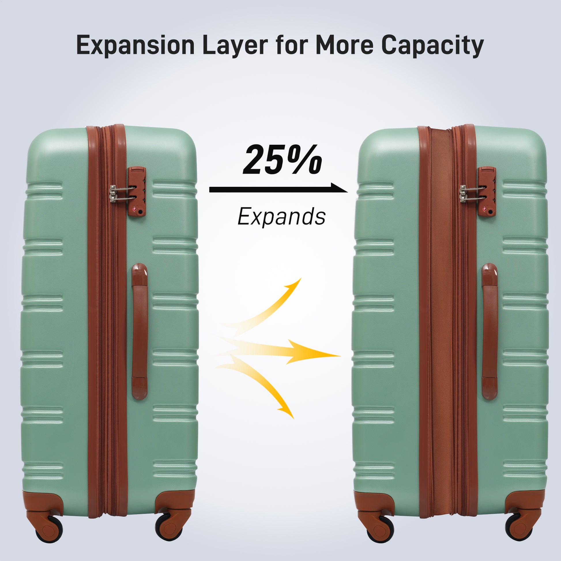 3 Piece Luggage Set Hardside Spinner Suitcase With Tsa Lock 20" 24" 28" Available Light Green Abs