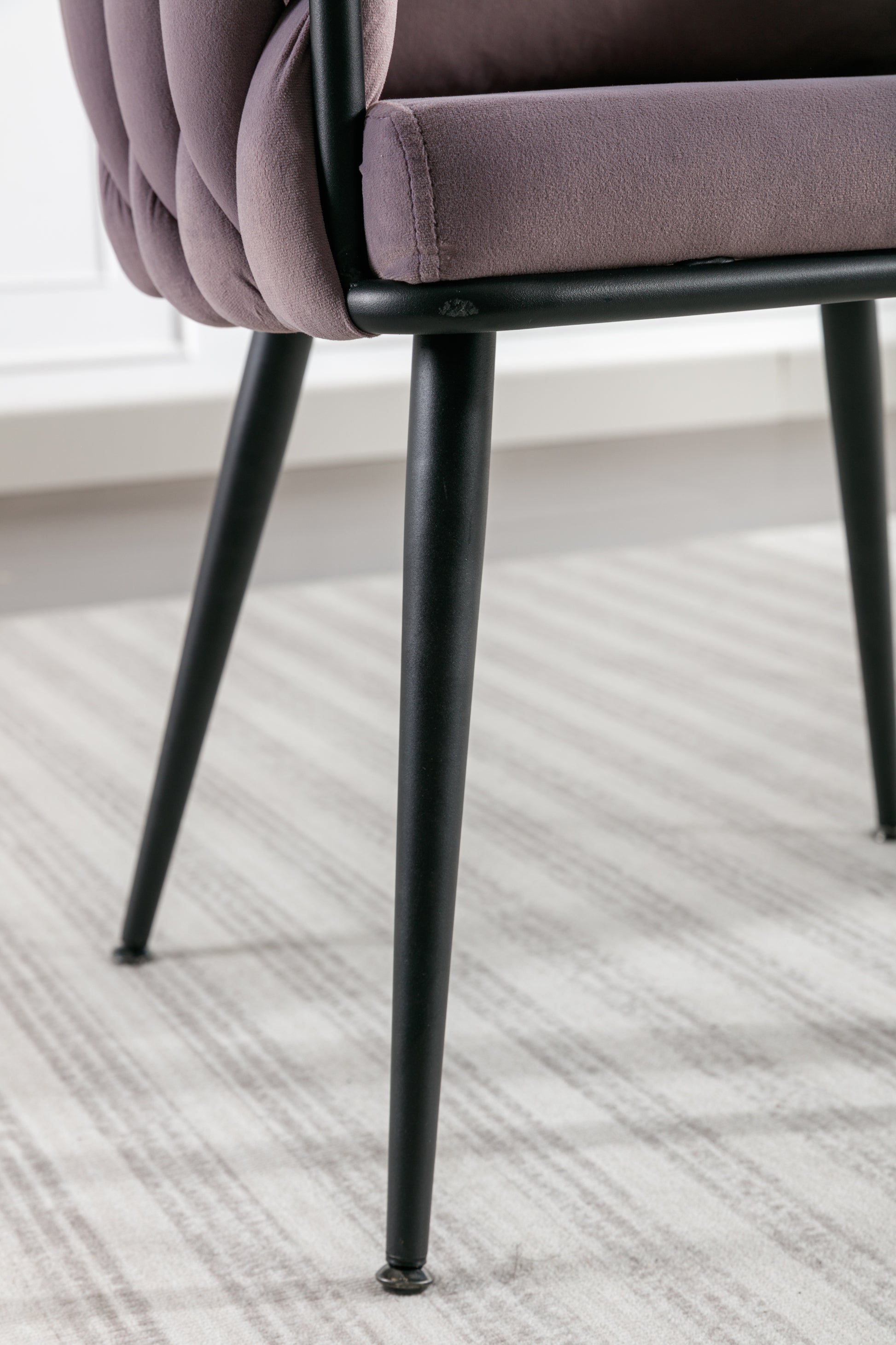 Pure Purple Modern Velvet Dining Chairs Set Of 2 Hand Weaving Accent Chairs Living Room Chairs Upholstered Side Chair With Black Metal Legs For Dining Room Kitchen Vanity Living Room Purple Velvet