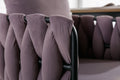 Pure Purple Modern Velvet Dining Chairs Set Of 2 Hand Weaving Accent Chairs Living Room Chairs Upholstered Side Chair With Black Metal Legs For Dining Room Kitchen Vanity Living Room Purple Velvet