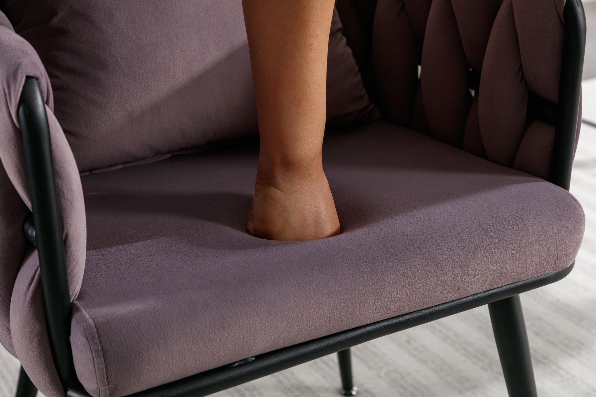 Pure Purple Modern Velvet Dining Chairs Set Of 2 Hand Weaving Accent Chairs Living Room Chairs Upholstered Side Chair With Black Metal Legs For Dining Room Kitchen Vanity Living Room Purple Velvet